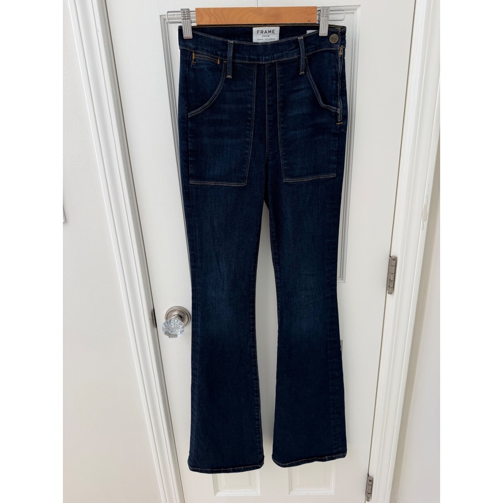 FRAME Le Flare de Francoise Jeans Queens Way Blue 25 70s Vintage Style NWOT